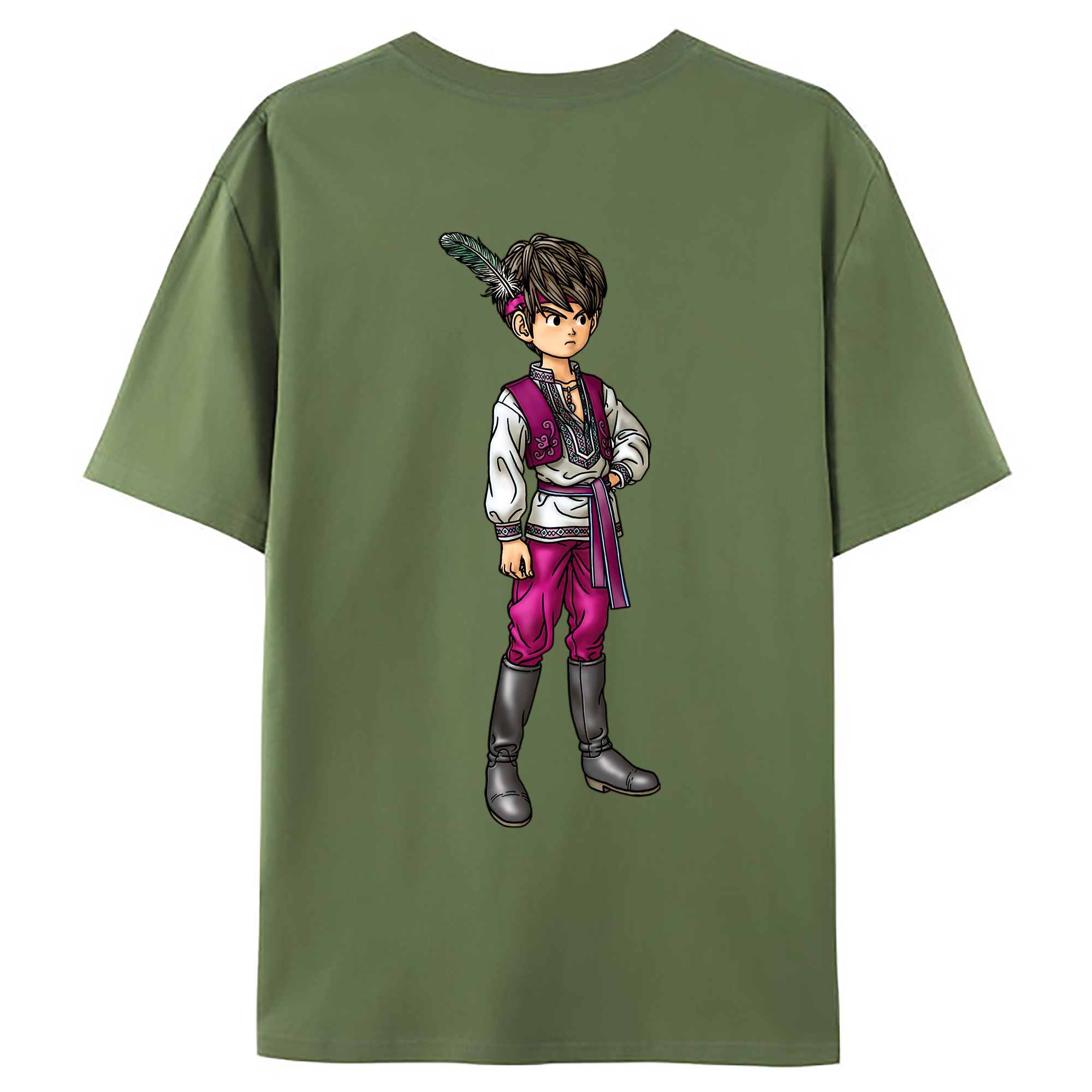 （画像用） ドラゴンクエスト Doragon Kuesuto Dragon Quest 綿100％ メンズ半袖Tシャツ（バックプリント） 通気性